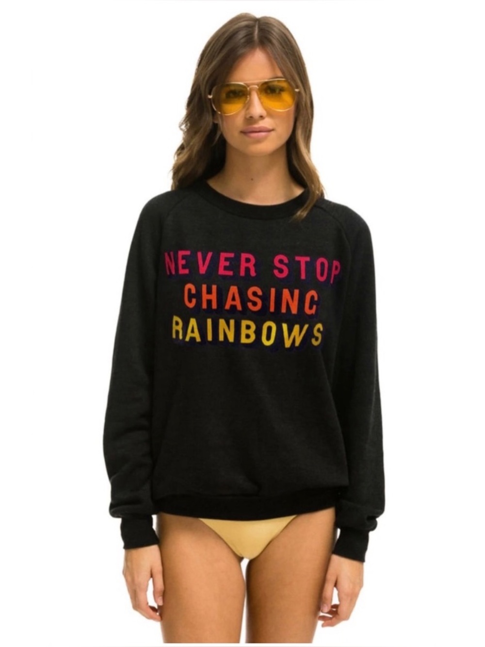 Aviator Nation Women’s Sz XS Never Stop Chasing Rainbows Crewneck Sweatshirt